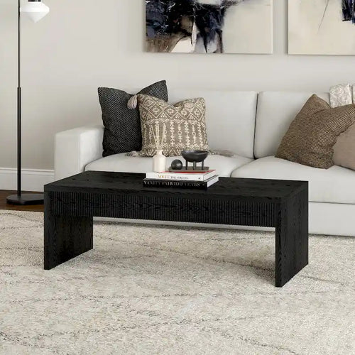 Tavolino da salotto rettangolare largo 48 con pannello scanalato decorativo