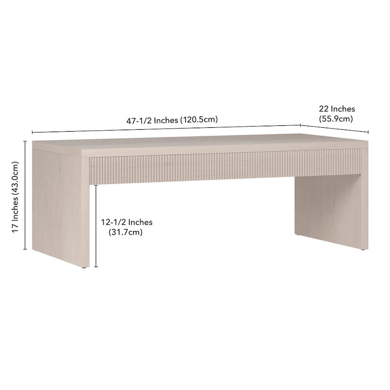 48 Wide Rectangular Coffee Table with Fluted Panel Detail