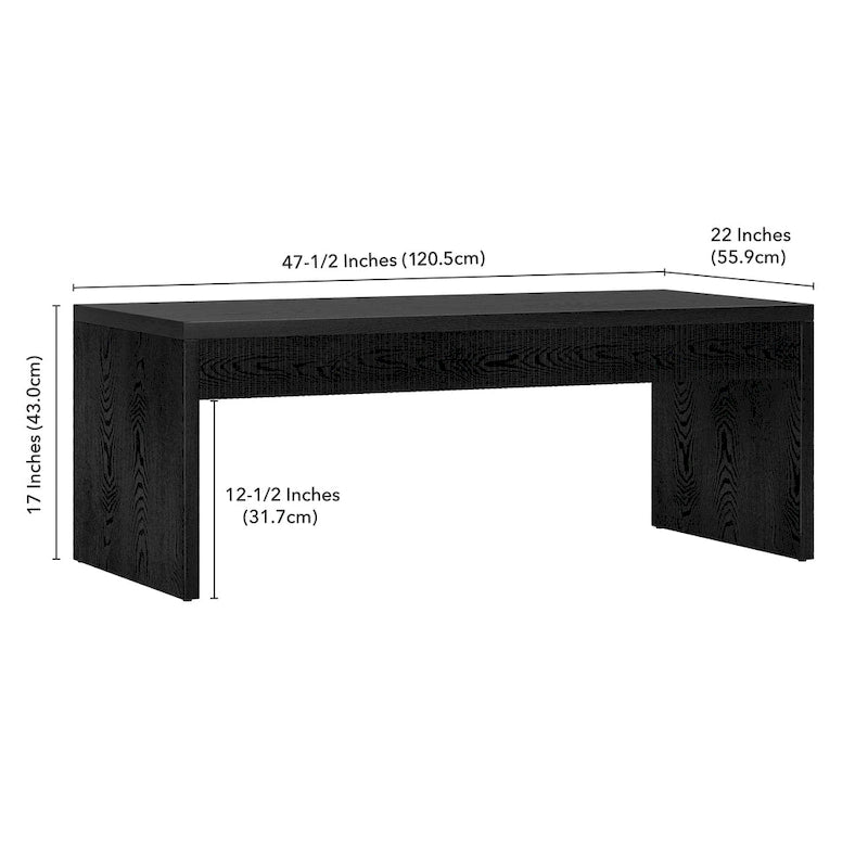 48 Wide Rectangular Coffee Table with Fluted Panel Detail