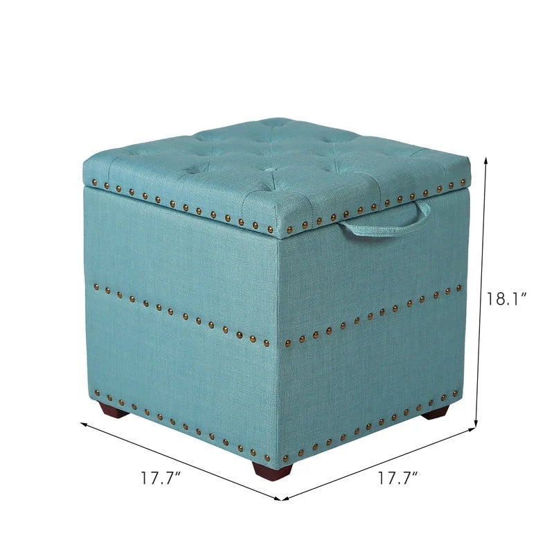 Quadratischer Hocker aus Stoff mit Stauraum und Tablett