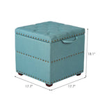 Quadratischer Hocker aus Stoff mit Stauraum und Tablett