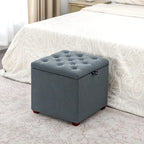 Quadratischer Hocker aus Stoff mit Stauraum und Tablett
