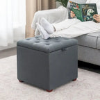 Quadratischer Hocker aus Stoff mit Stauraum und Tablett