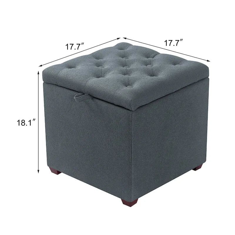 Quadratischer Hocker aus Stoff mit Stauraum und Tablett