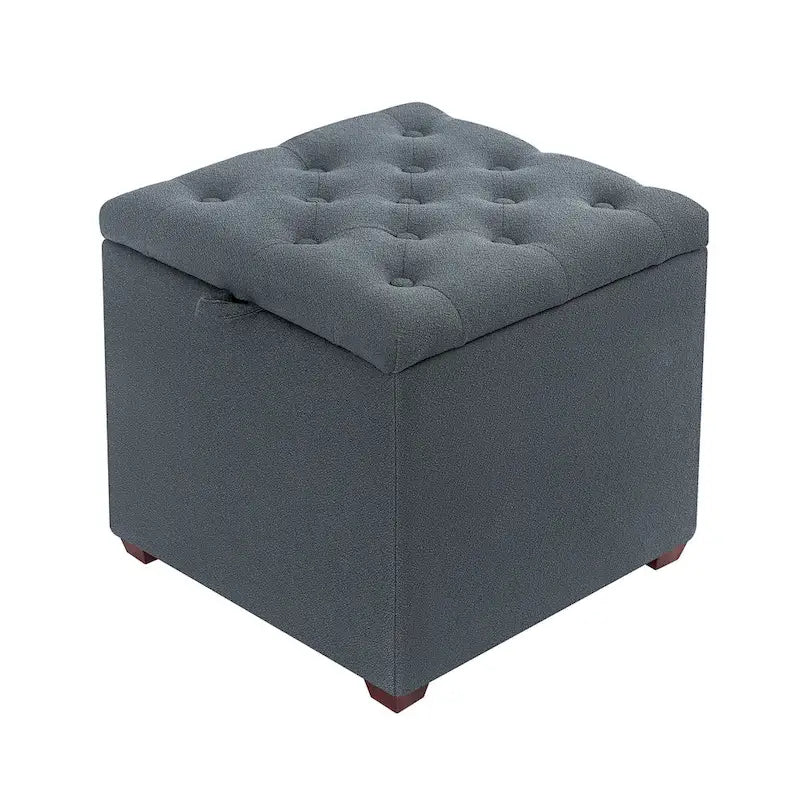 Quadratischer Hocker aus Stoff mit Stauraum und Tablett