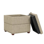 Quadratischer Hocker aus Stoff mit Stauraum und Tablett