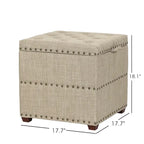 Quadratischer Hocker aus Stoff mit Stauraum und Tablett