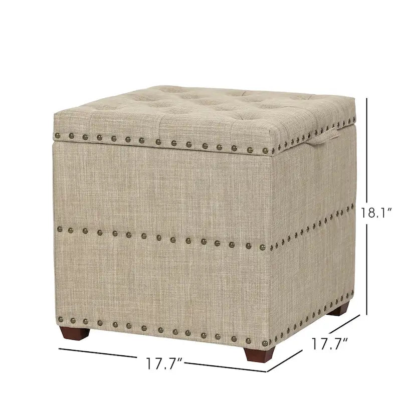 Quadratischer Hocker aus Stoff mit Stauraum und Tablett