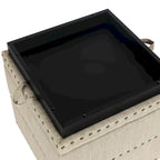 Quadratischer Hocker aus Stoff mit Stauraum und Tablett