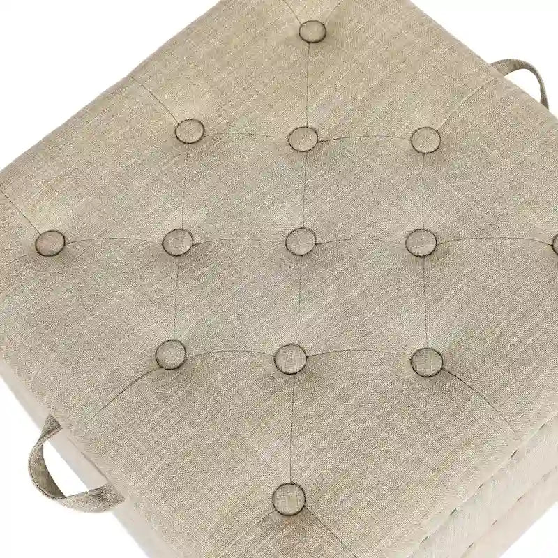 Quadratischer Hocker aus Stoff mit Stauraum und Tablett