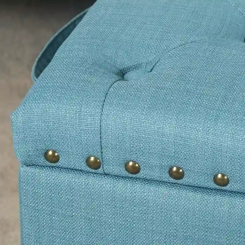 Quadratischer Hocker aus Stoff mit Stauraum und Tablett