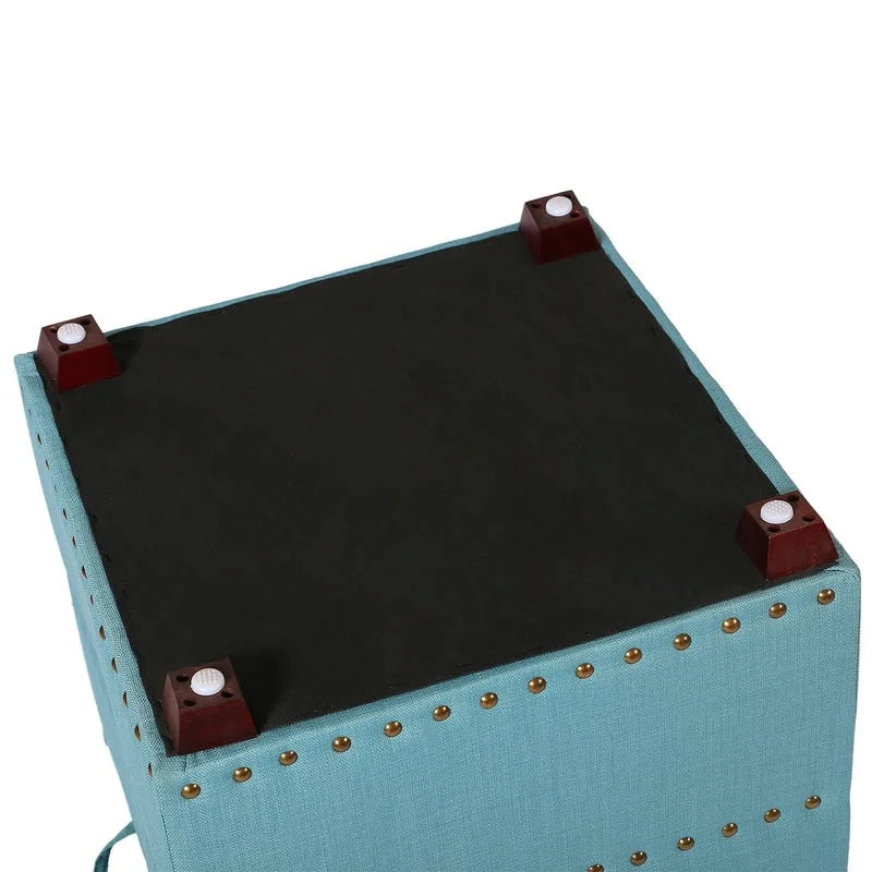 Quadratischer Hocker aus Stoff mit Stauraum und Tablett