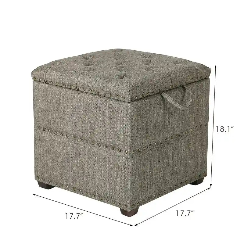 Quadratischer Hocker aus Stoff mit Stauraum und Tablett