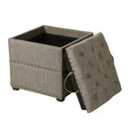 Quadratischer Hocker aus Stoff mit Stauraum und Tablett