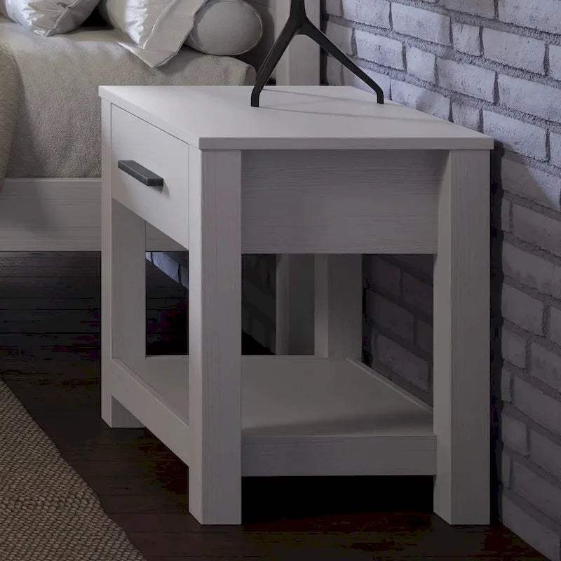 Solid Wood 1-Drawer Nightstand