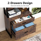 2-Drawer Vertical File Cabinet with Lock and Open Shelves