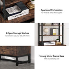 2-Drawer Vertical File Cabinet with Lock and Open Shelves