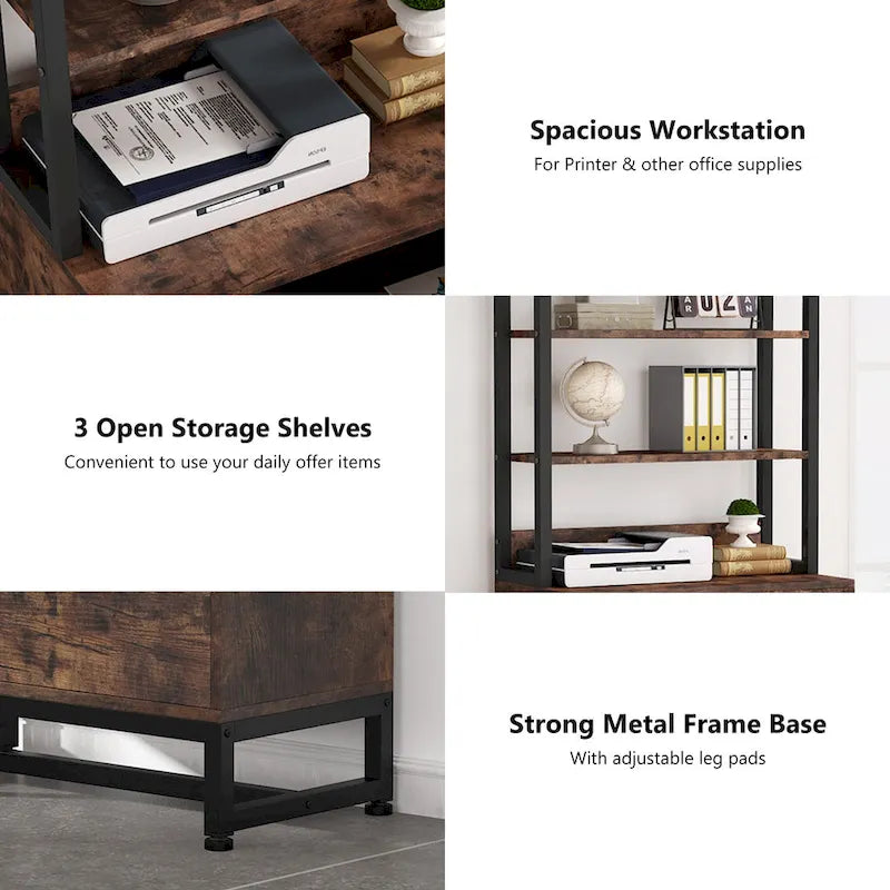 2-Drawer Vertical File Cabinet with Lock and Open Shelves