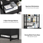 2-Drawer Vertical File Cabinet with Lock and Open Shelves