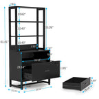 2-Drawer Vertical File Cabinet with Lock and Open Shelves