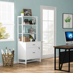 2-Drawer Vertical File Cabinet with Lock and Open Shelves