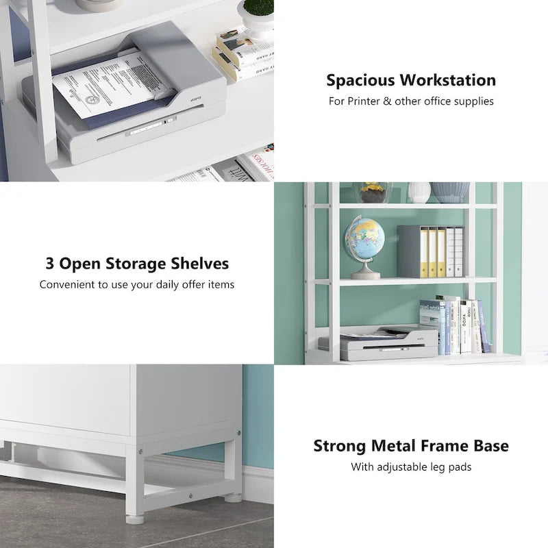 2-Drawer Vertical File Cabinet with Lock and Open Shelves
