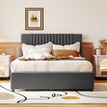 Full Size Platform Bed with Twin Trundle and Storage Drawers