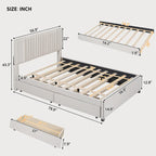 Full Size Platform Bed with Twin Trundle and Storage Drawers