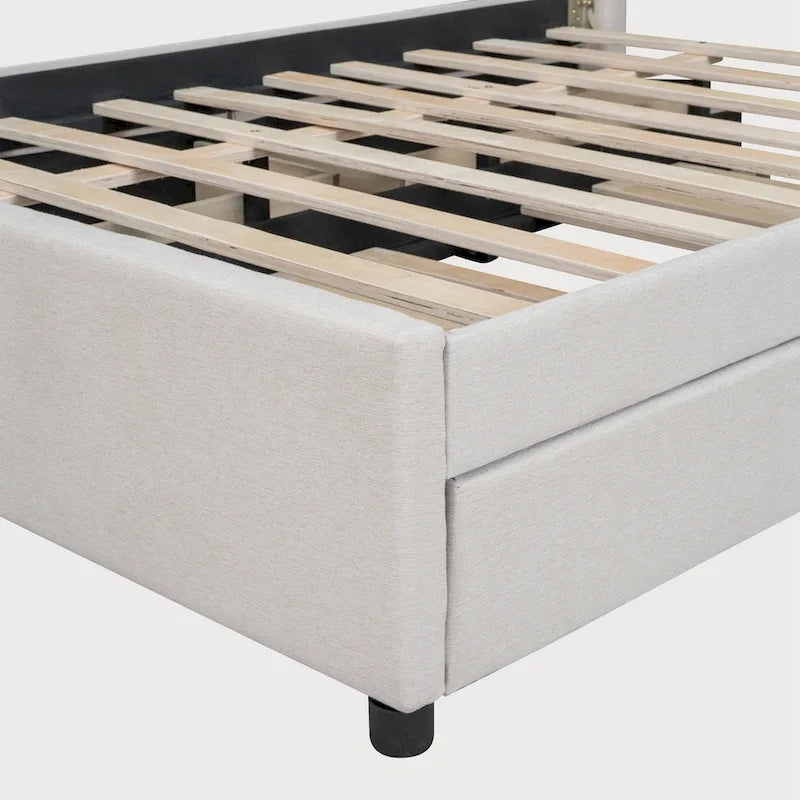 Full Size Platform Bed with Twin Trundle and Storage Drawers