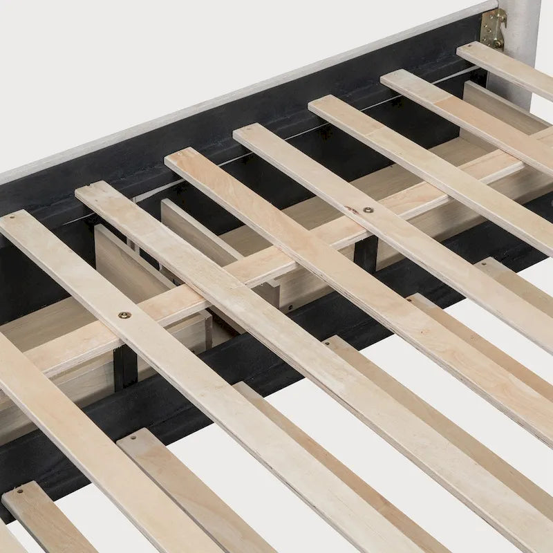 Full Size Platform Bed with Twin Trundle and Storage Drawers