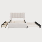 Full Size Platform Bed with Twin Trundle and Storage Drawers
