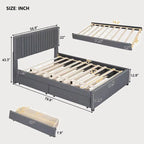 Full Size Platform Bed with Twin Trundle and Storage Drawers
