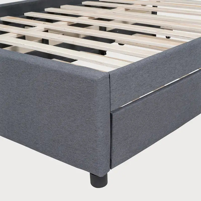 Full Size Platform Bed with Twin Trundle and Storage Drawers
