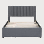 Full Size Platform Bed with Twin Trundle and Storage Drawers