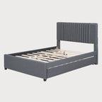 Full Size Platform Bed with Twin Trundle and Storage Drawers