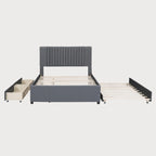 Full Size Platform Bed with Twin Trundle and Storage Drawers