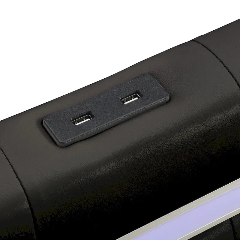 Tapicerowana rama łóżka ze światłami LED i portami USB