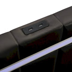 Tapicerowana rama łóżka ze światłami LED i portami USB