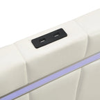 Tapicerowana rama łóżka ze światłami LED i portami USB