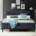 Upholstered Queen Platform Bed with Wood Legs