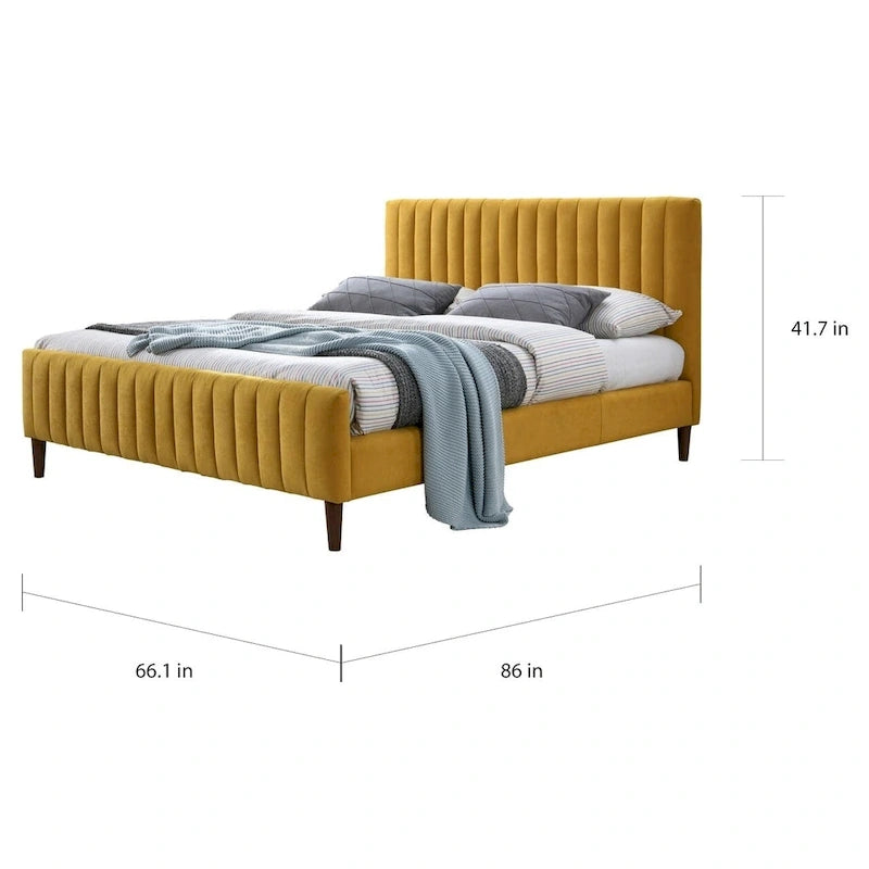 Upholstered Queen Platform Bed with Wood Legs