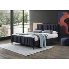 Upholstered Queen Platform Bed with Wood Legs