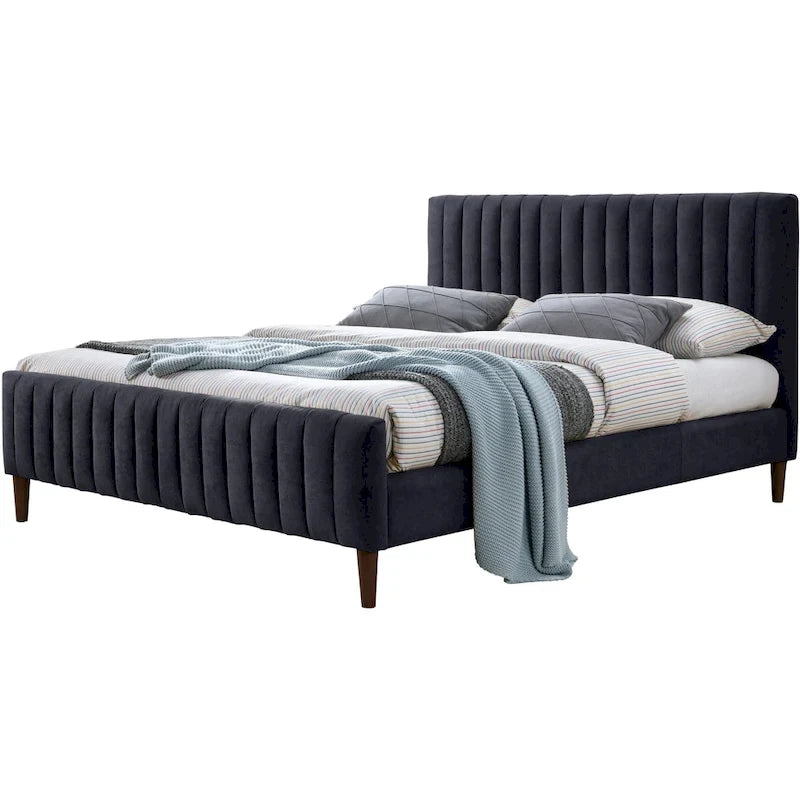 Upholstered Queen Platform Bed with Wood Legs