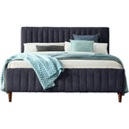 Upholstered Queen Platform Bed with Wood Legs