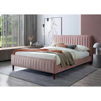 Upholstered Queen Platform Bed with Wood Legs