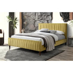 Upholstered Queen Platform Bed with Wood Legs