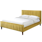 Upholstered Queen Platform Bed with Wood Legs