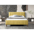Upholstered Queen Platform Bed with Wood Legs