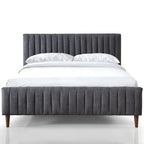 Upholstered Queen Platform Bed with Wood Legs