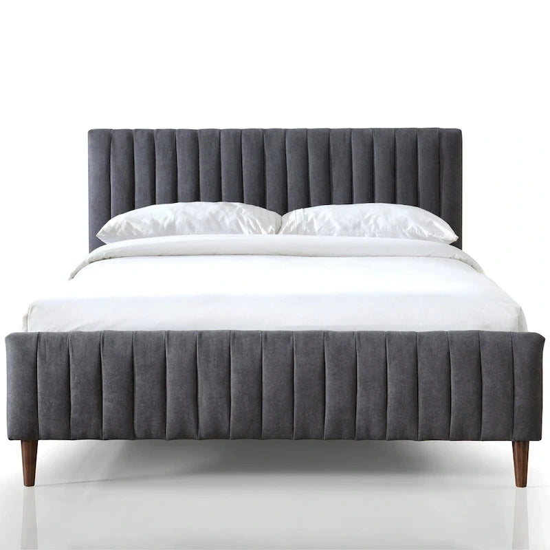 Upholstered Queen Platform Bed with Wood Legs